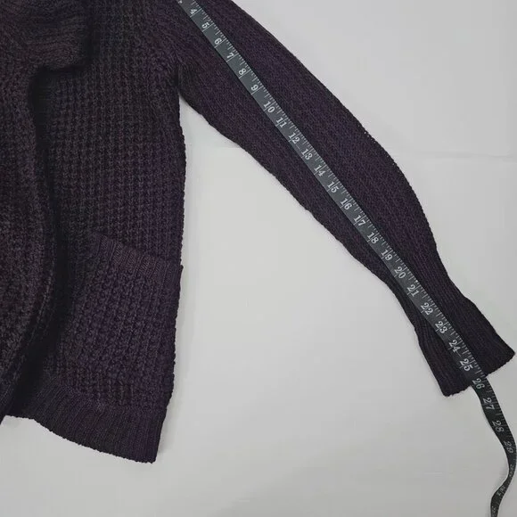 RD Style Women's Purple Open Knit Long Sleeve Cardigan With Pockets Size XSP - Picture 15 of 15